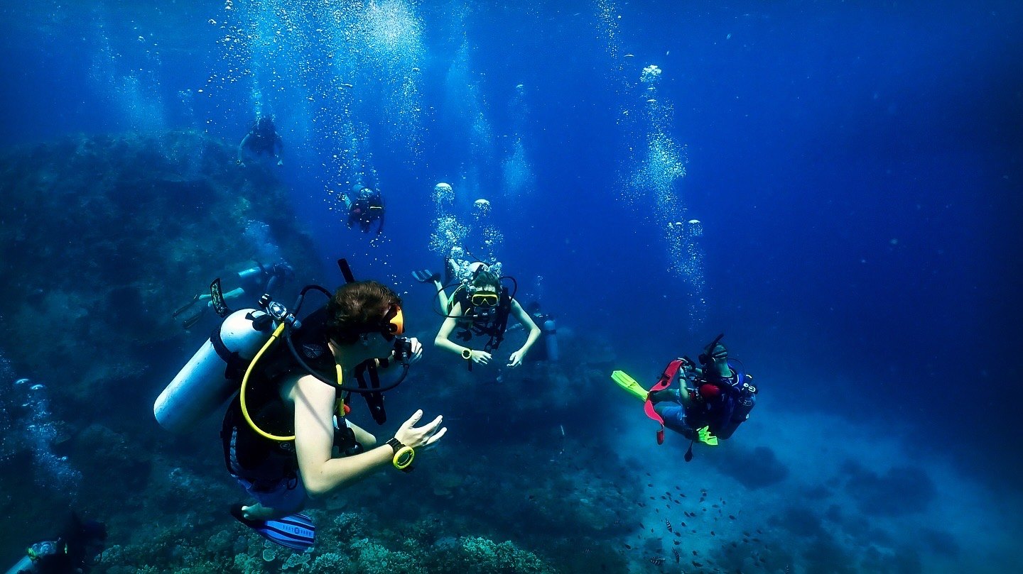 Dimitrios V. Smirnich underwater with other scuba divers